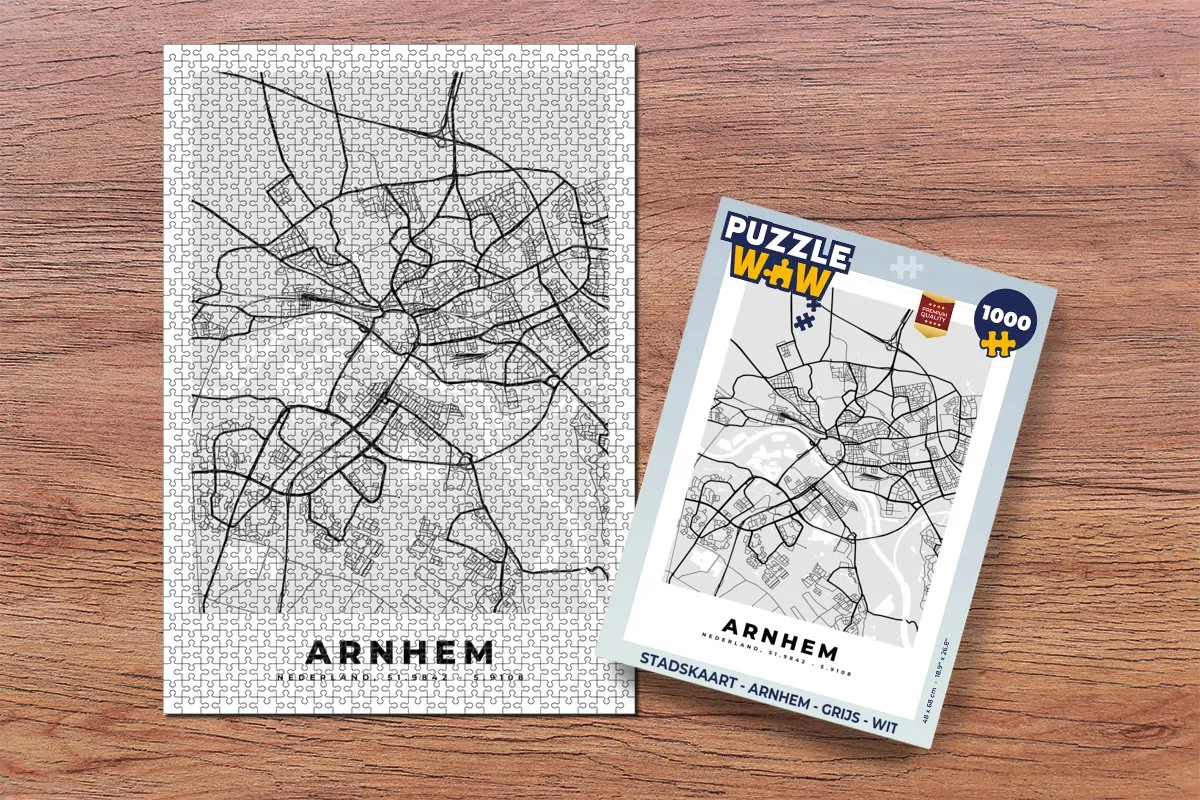 PuzzleWow Stadskaart Arnhem Legpuzzel 1000 Stuks - Multicolor