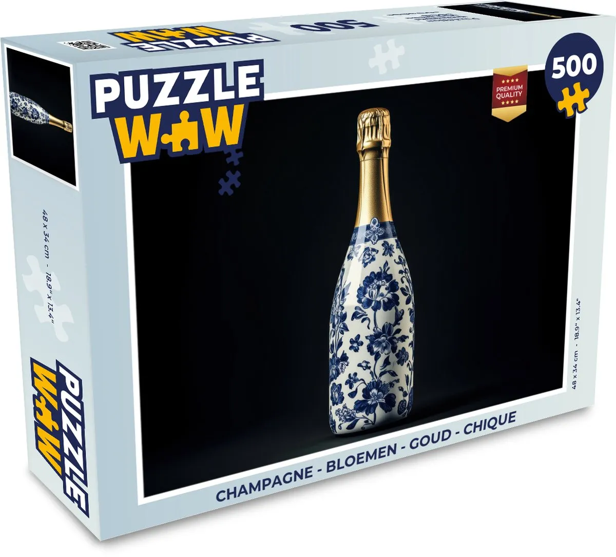 PuzzleWow Champagne Bloemen Legpuzzel 500 Stuks - Delftsblauw