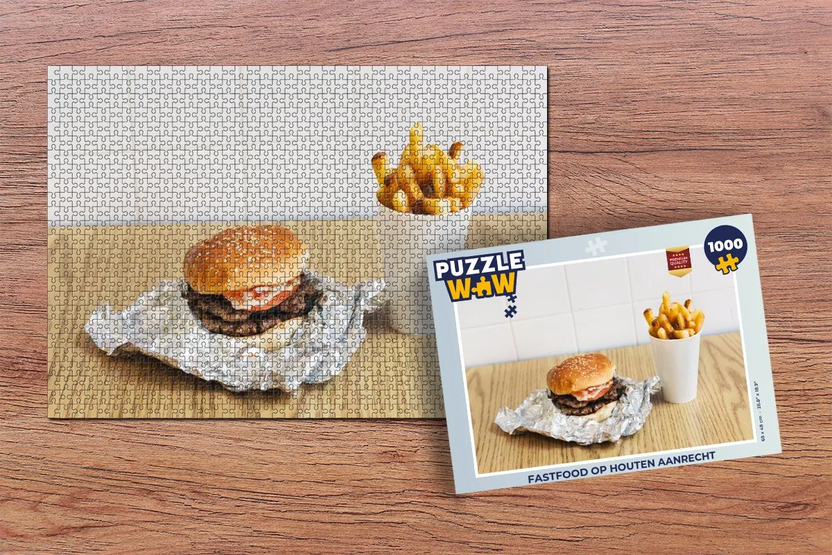 PuzzleWow Fastfood Houten Aanrecht Legpuzzel 1000 Stuks - Multicolor