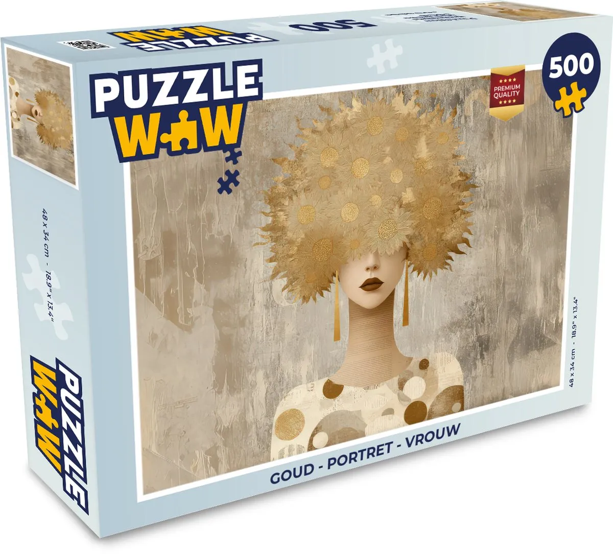 PuzzleWow Portret Puzzle 1000 Stuks - Goud
