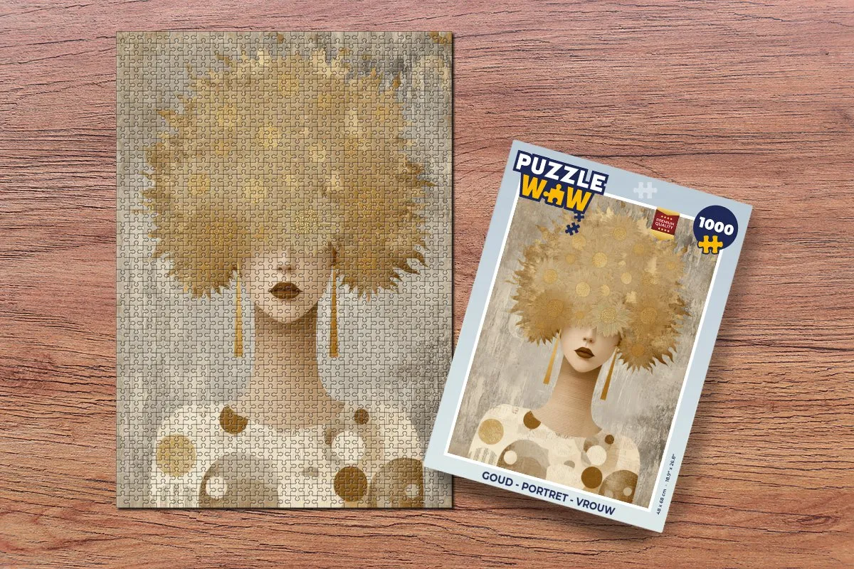 PuzzleWow Portret Puzzle 1000 Stuks - Goud