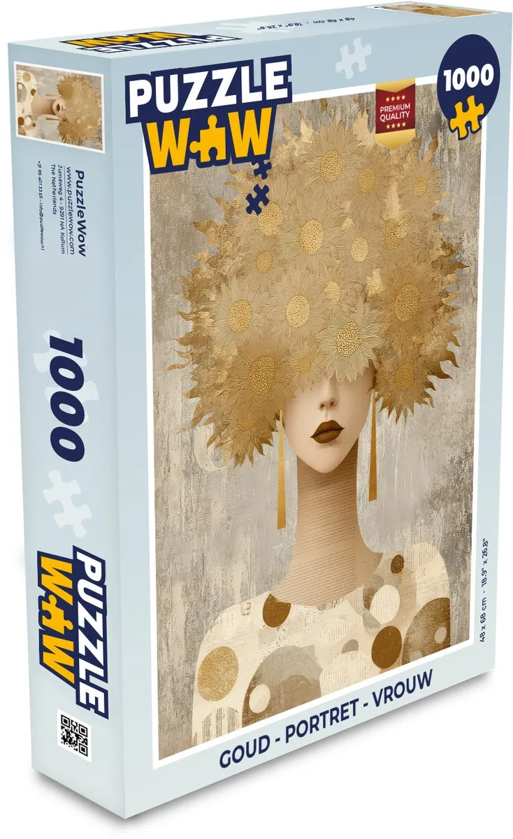 PuzzleWow Portret Puzzle 1000 Stuks - Goud