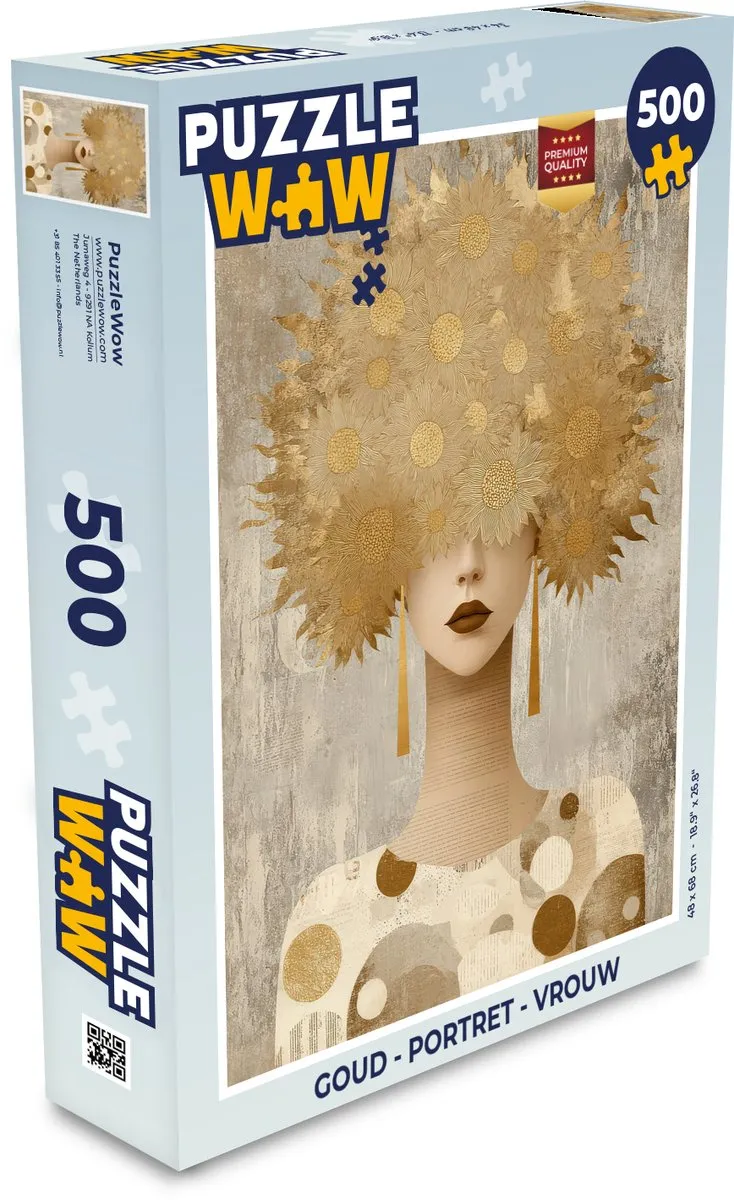 PuzzleWow Portret Puzzle 1000 Stuks - Goud