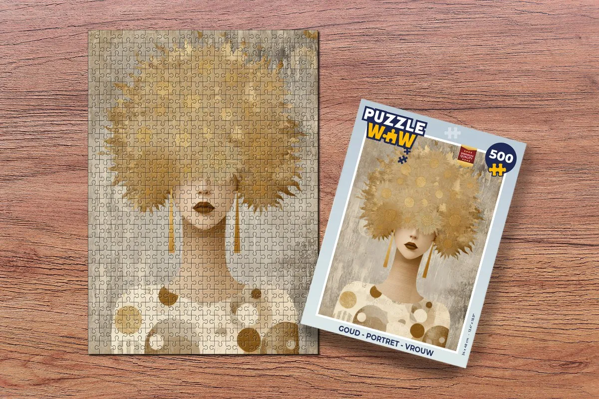 PuzzleWow Portret Puzzle 1000 Stuks - Goud