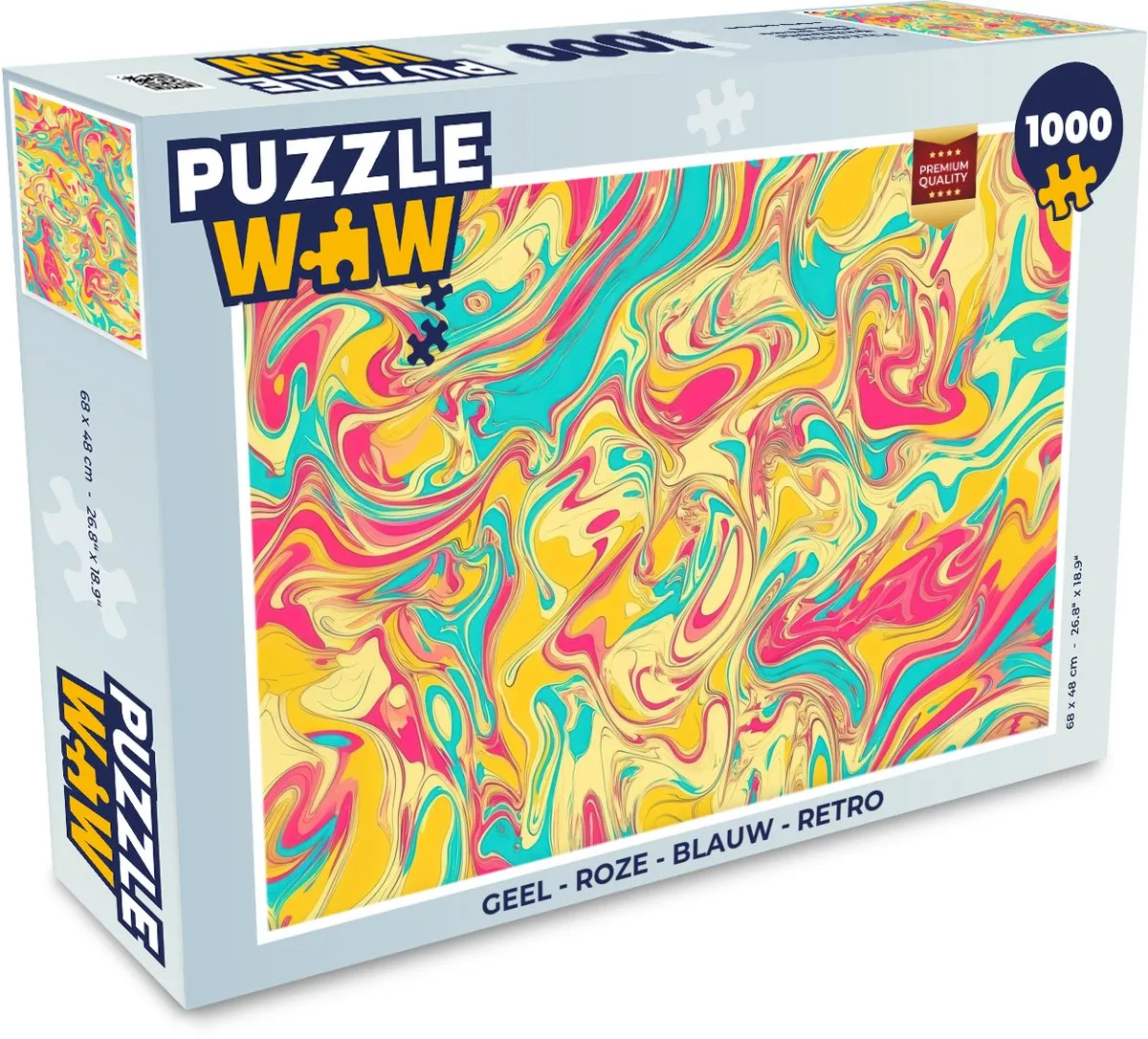 PuzzleWow Retro Legpuzzel 1000 Stuks - Abstract Rood/Blauw