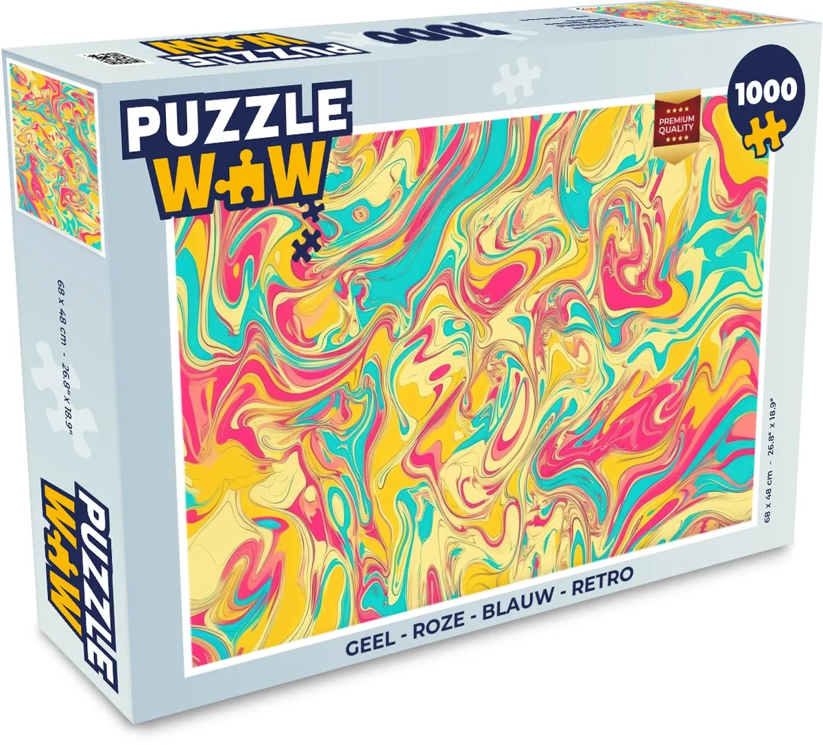 PuzzleWow Retro Legpuzzel 1000 Stuks - Abstract Rood/Blauw