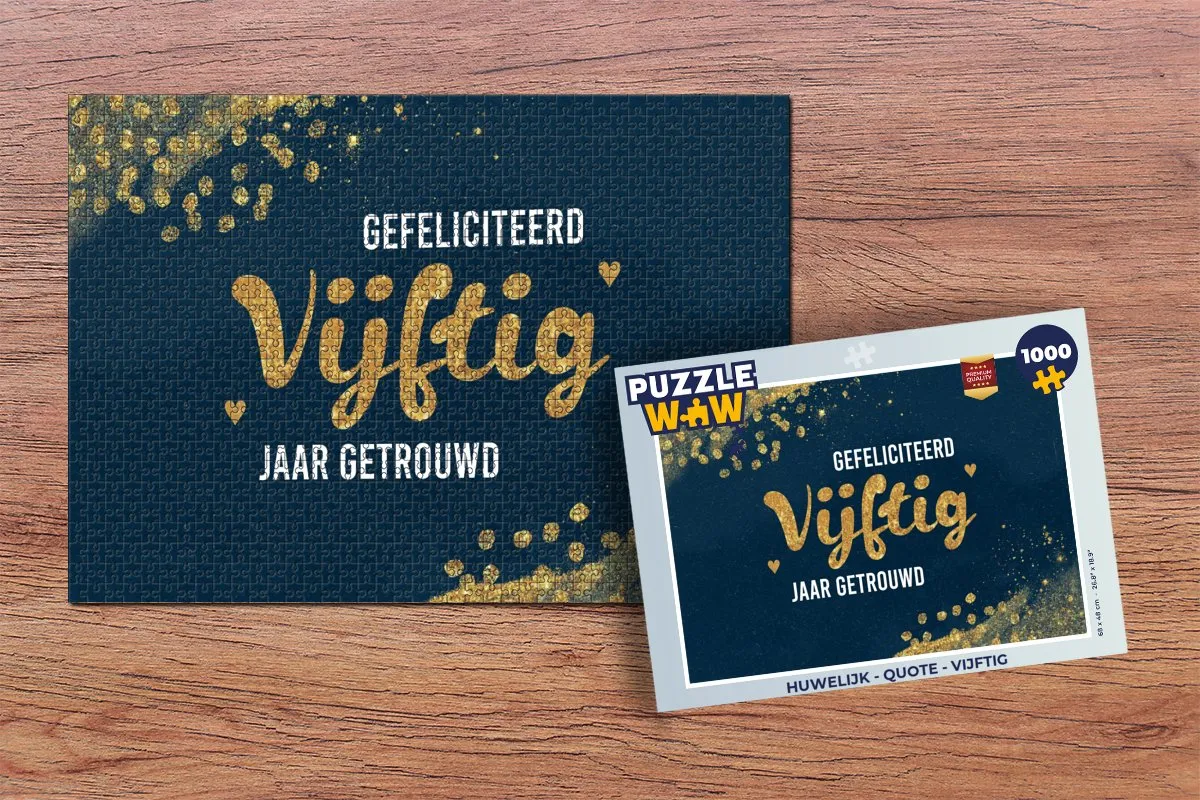 PuzzleWow Gefeliciteerd Vijftig Jaar Getrouwd Legpuzzel 1000 Stuks - Multicolor