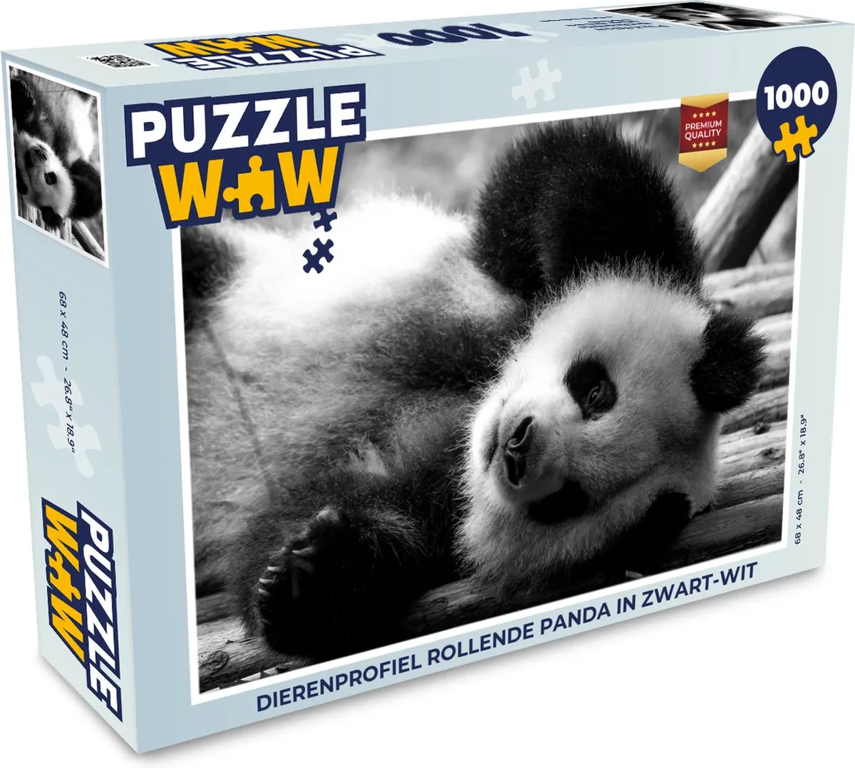 PuzzleWow Dierenprofiel Rollende Panda Legpuzzel 1000 Stuks - Multicolor