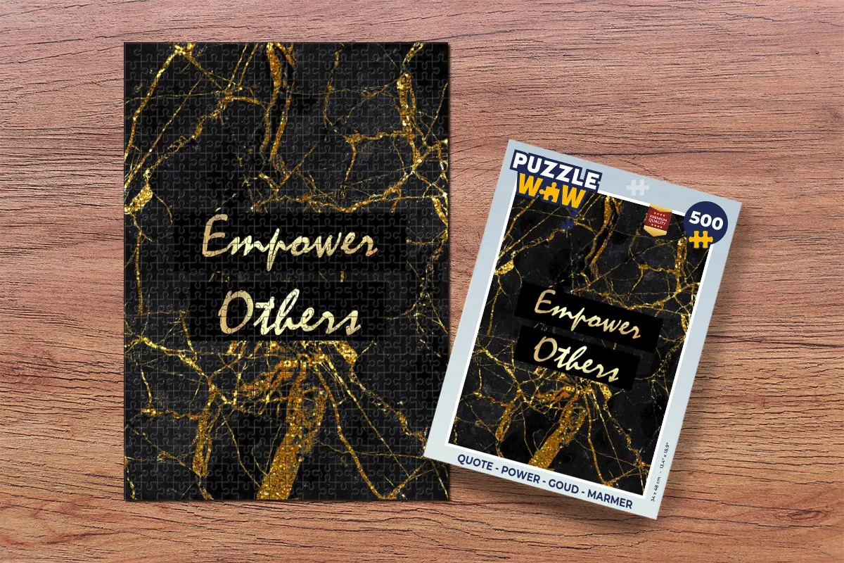 PuzzleWow Quote Power Legpuzzel 500 Stuks - Goud Marmer - MPN 7434726543511