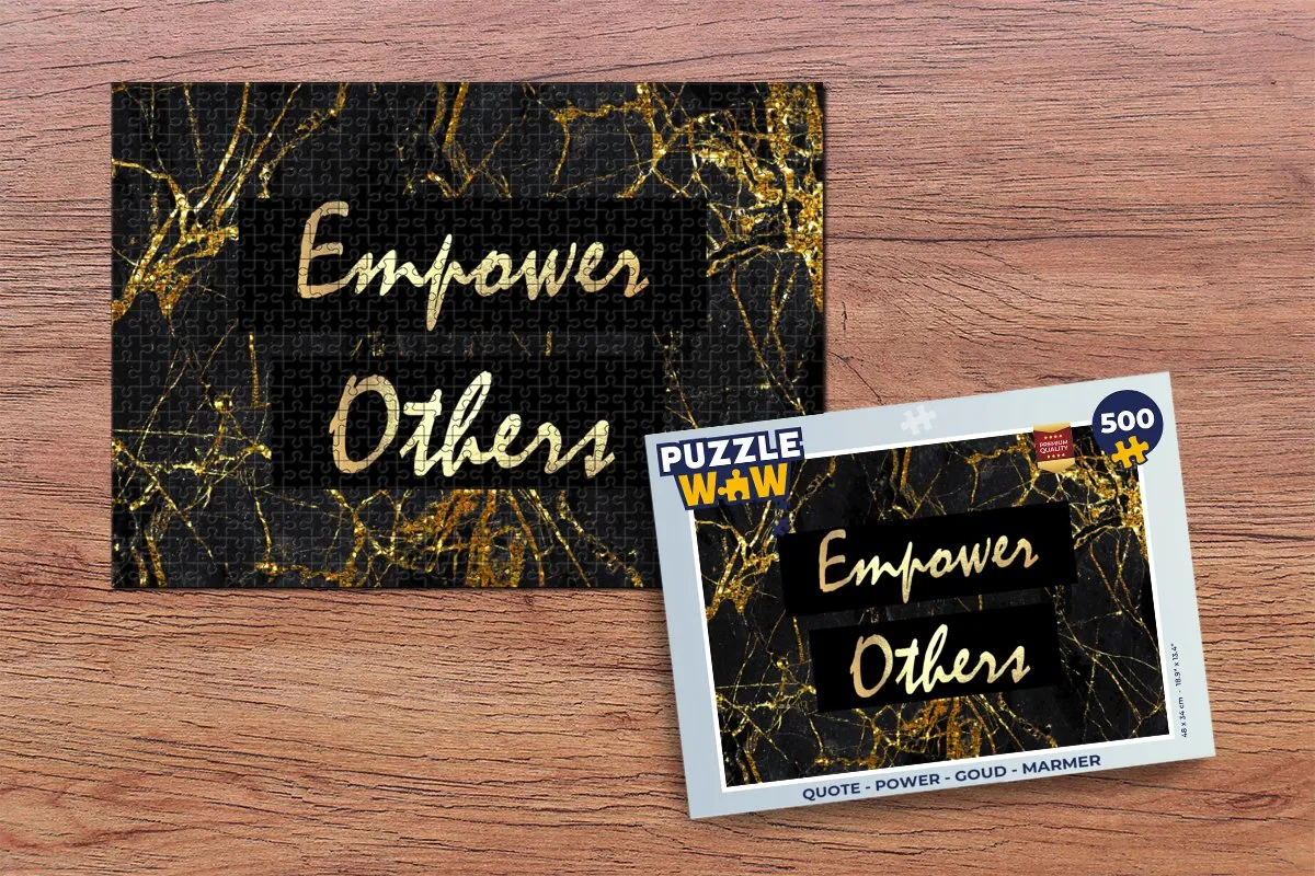 PuzzleWow Quote Power Legpuzzel 500 Stuks - Goud Marmer - MPN 7434726543511