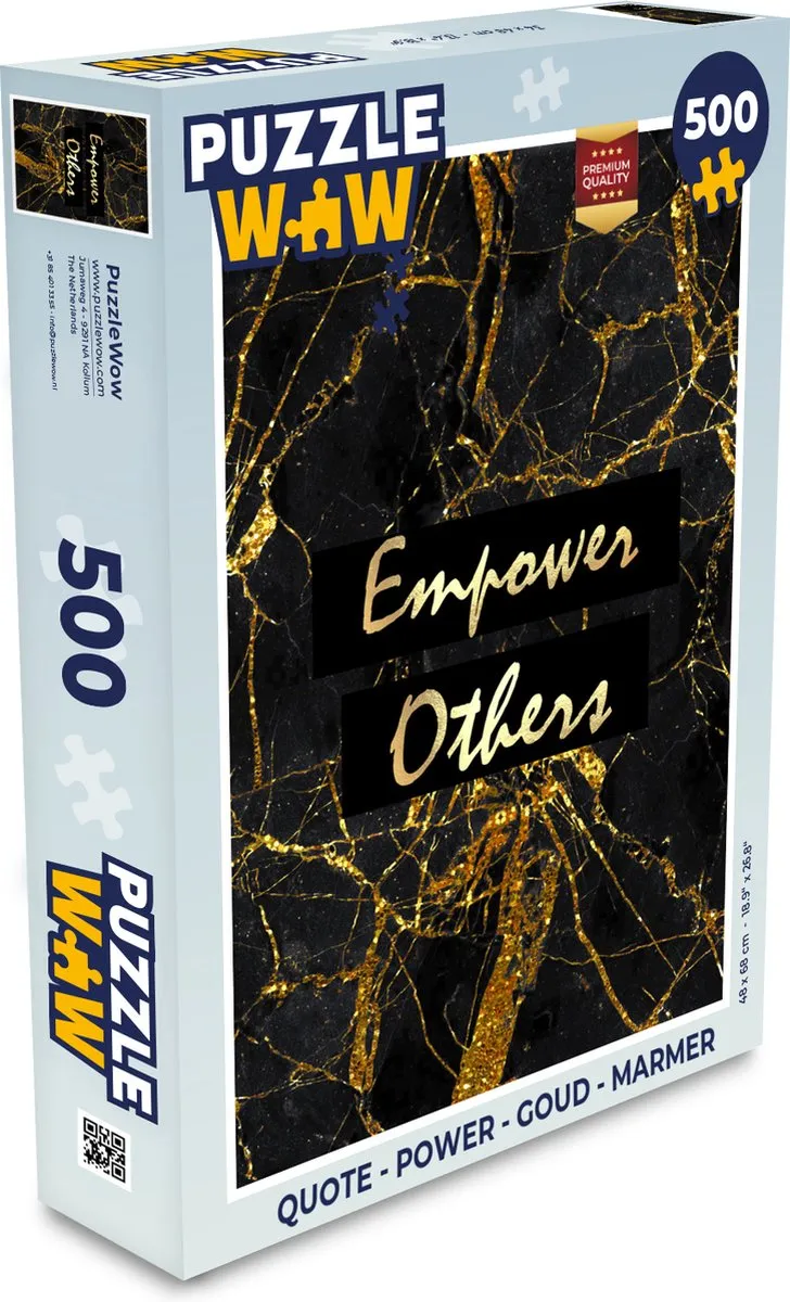 PuzzleWow Quote Power Legpuzzel 500 Stuks - Goud Marmer - MPN 7434726543511