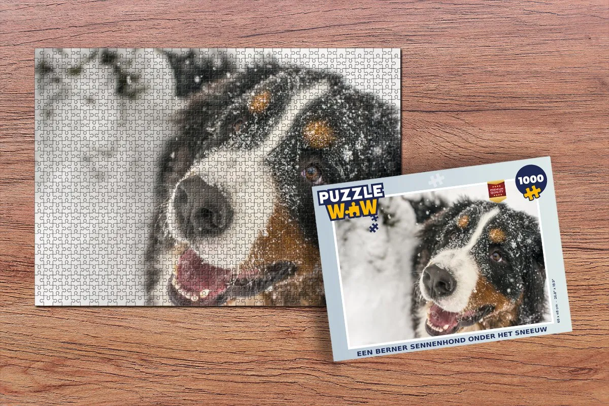 PuzzleWow Berner Sennenhond Sneeuw Legpuzzel 1000 Stuks - Multicolor