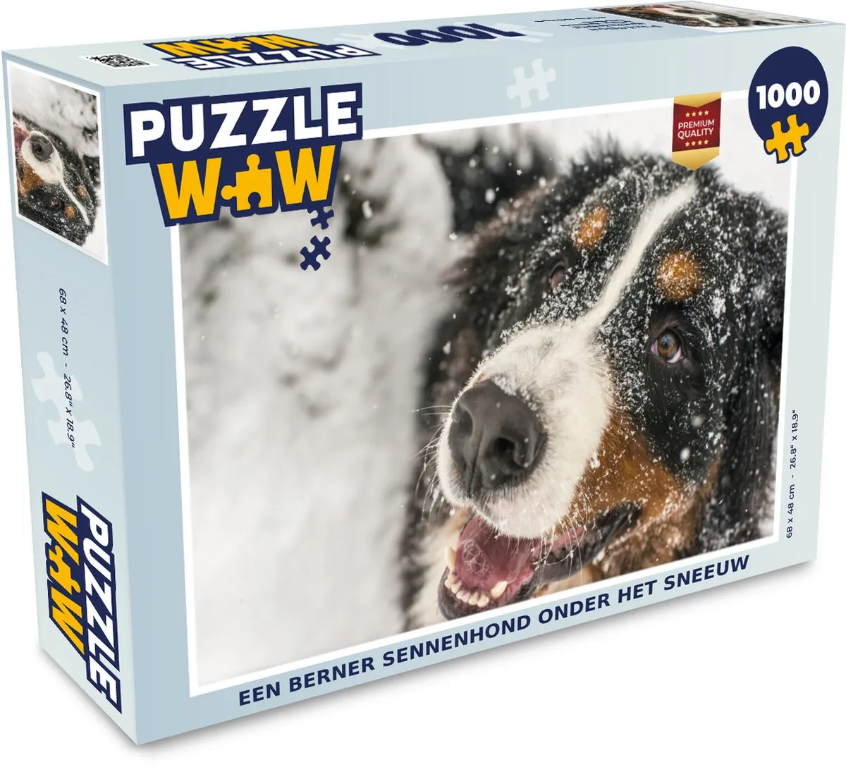 PuzzleWow Berner Sennenhond Sneeuw Legpuzzel 1000 Stuks - Multicolor