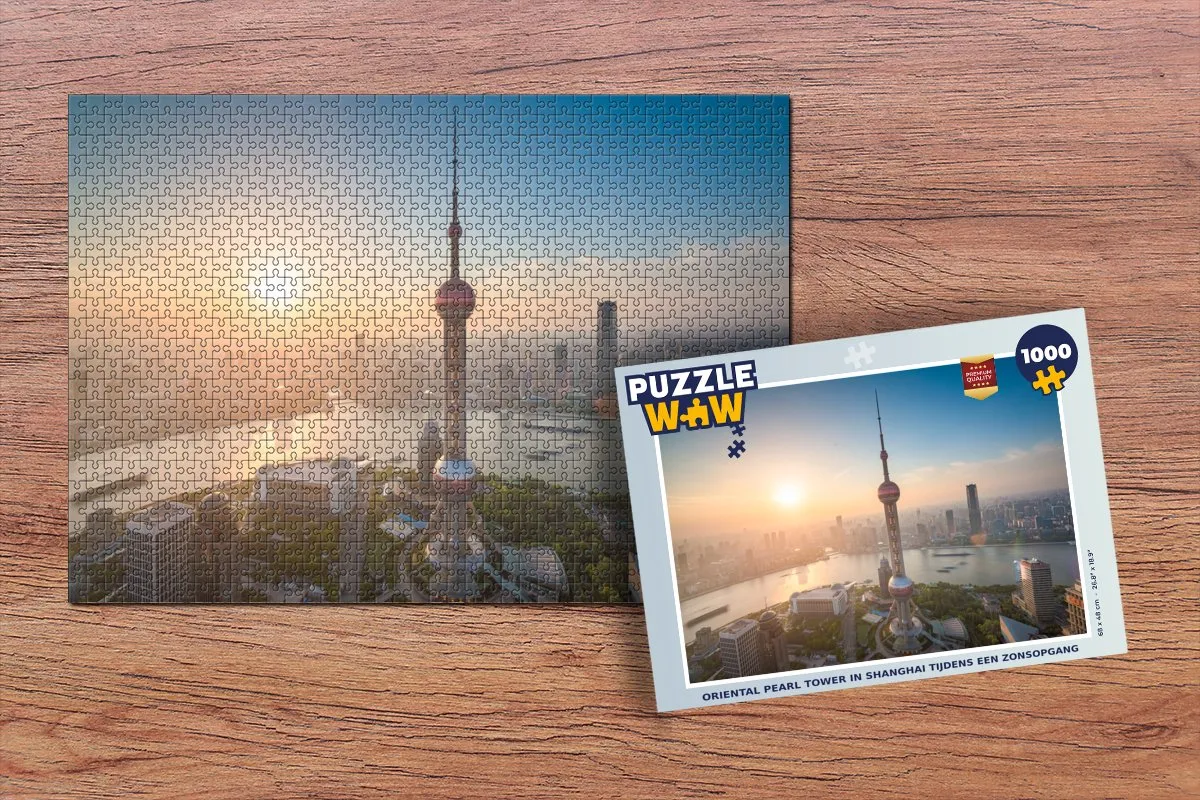 PuzzleWow Oriental Pearl Tower Legpuzzel 1000 Stuks - Multicolor