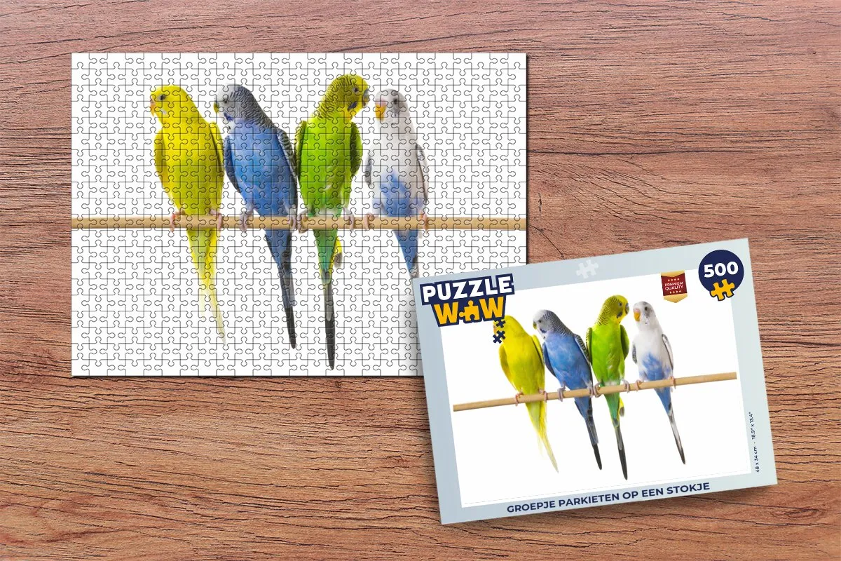 PuzzleWow Parkieten Legpuzzel 500 Stuks - Multicolor