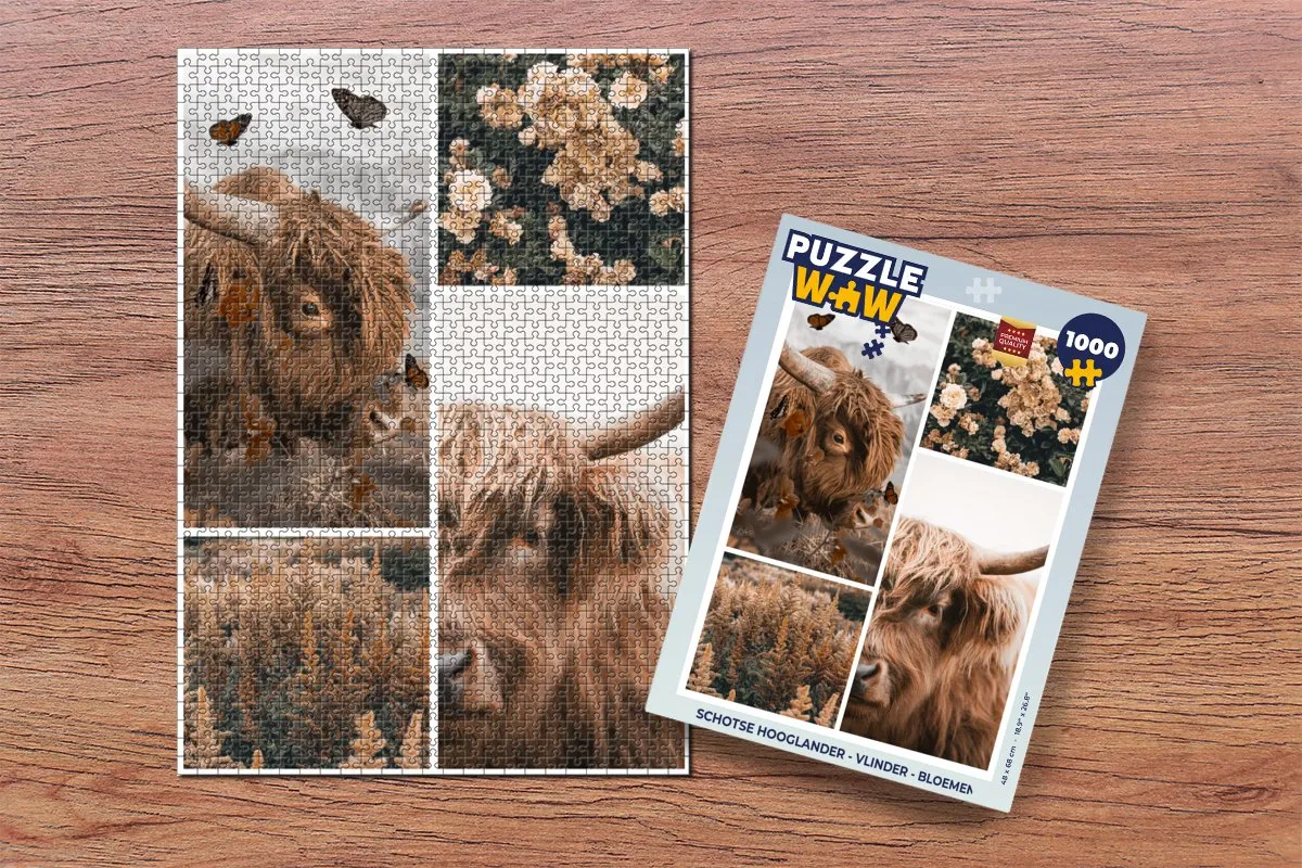 PuzzleWow Schotse Hooglander Legpuzzel 1000 Stuks - Multicolor