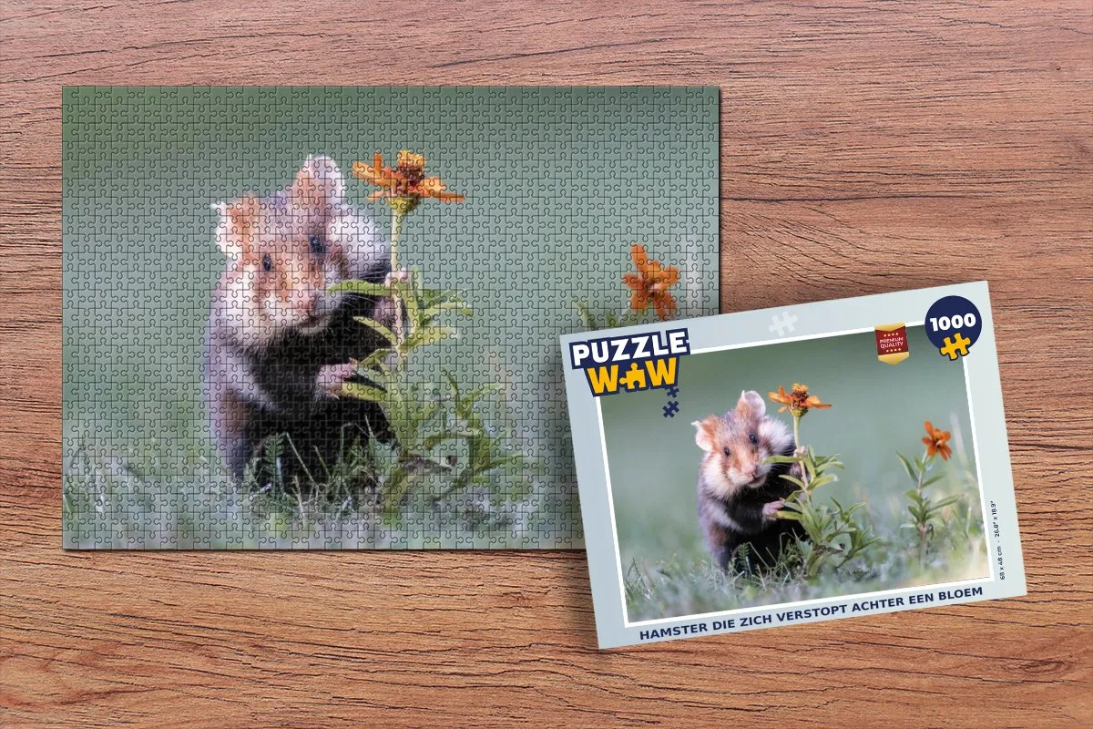 PuzzleWow Hamster Bloem Legpuzzel 1000 Stuks - Multicolor