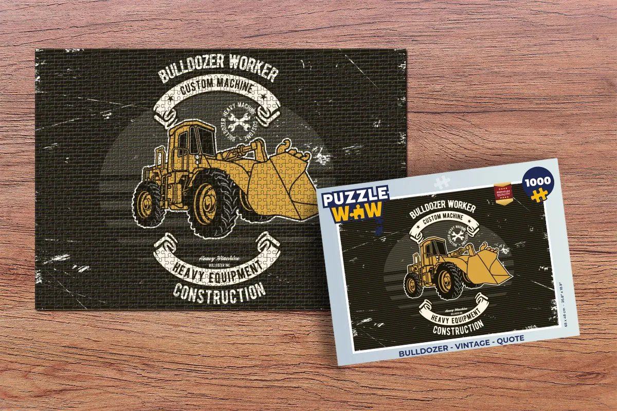 PuzzleWow Bulldozer Vintage Legpuzzel 1000 Stuks - Multicolor