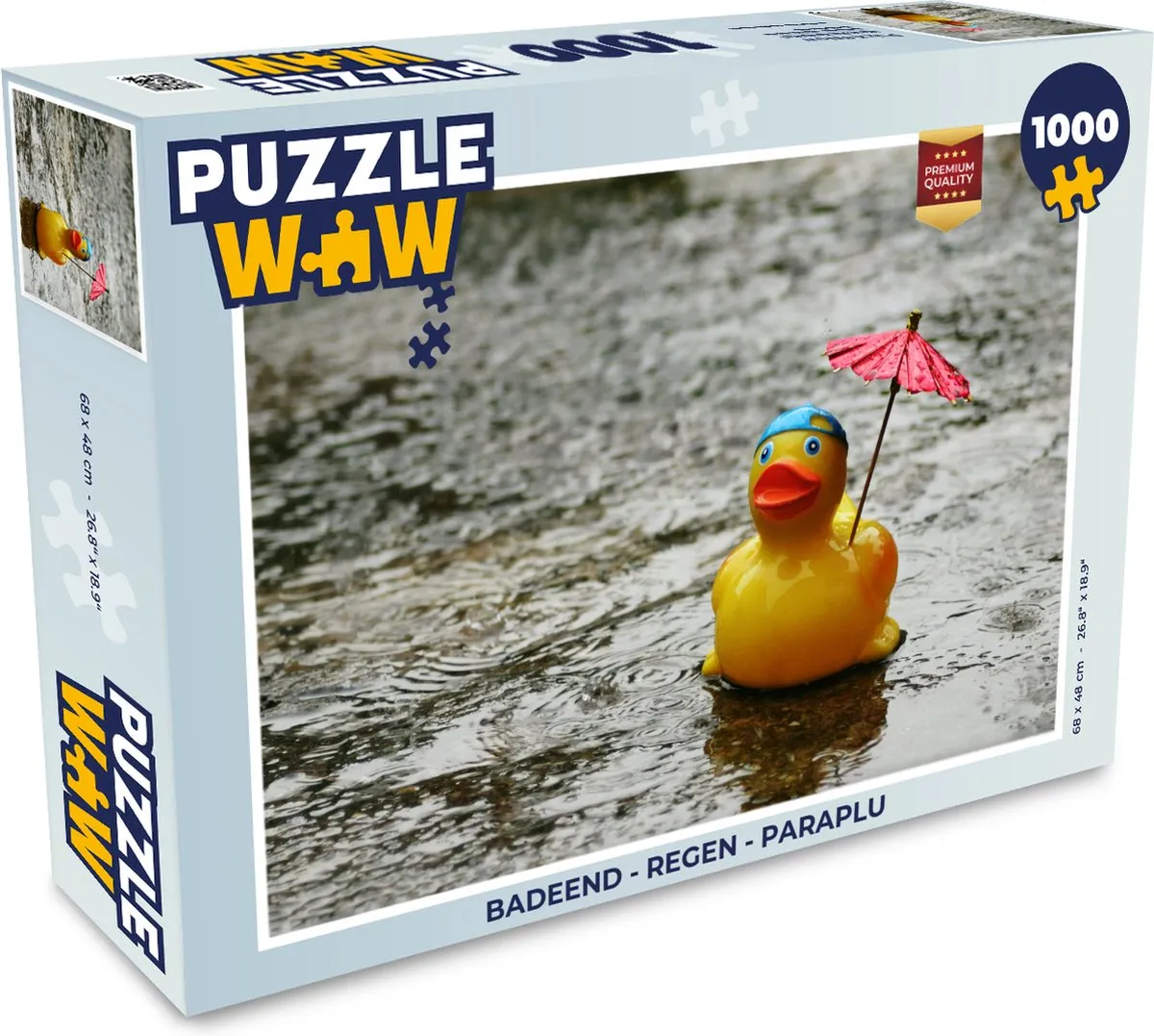 PuzzleWow Badeend Regen Paraplu Legpuzzel 1000 Stuks - Multicolor