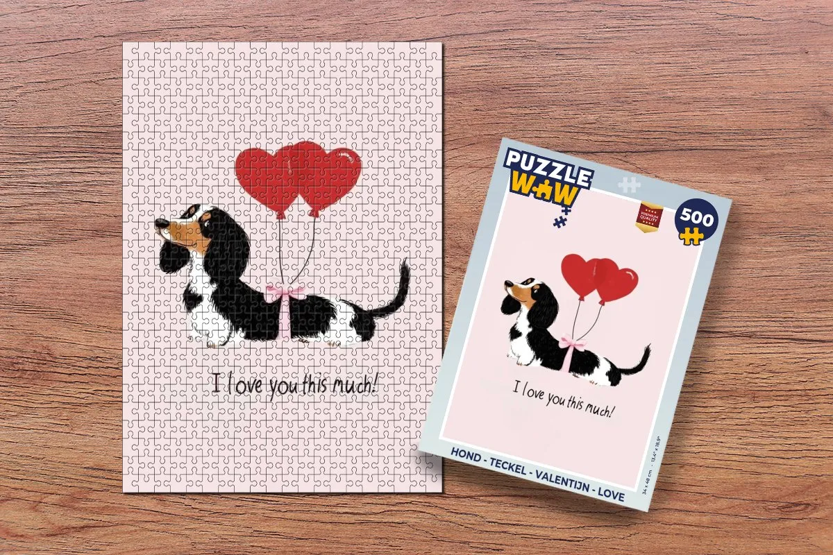PuzzleWow Teckel Valentijn Legpuzzel 500 Stuks - I love you this much