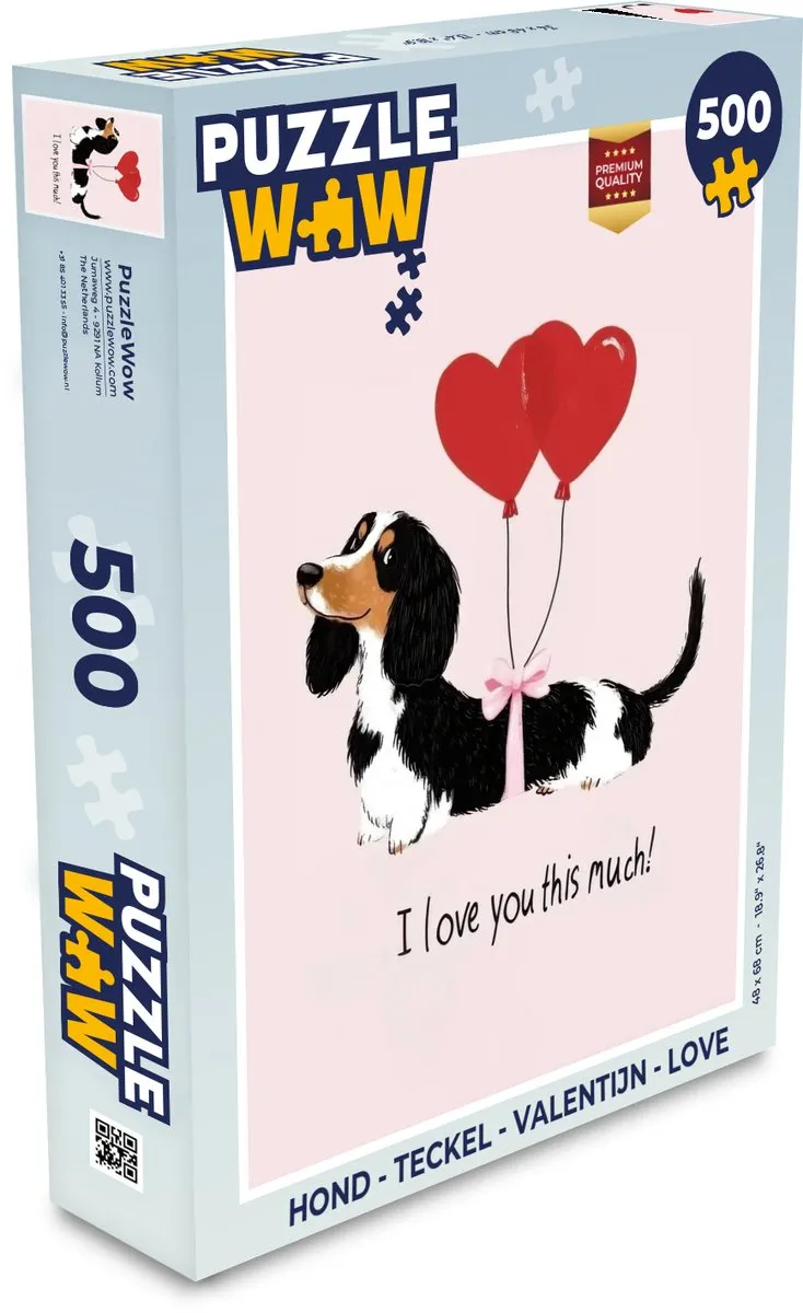 PuzzleWow Teckel Valentijn Legpuzzel 500 Stuks - I love you this much