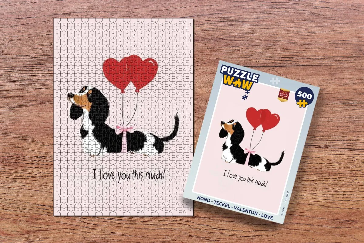 PuzzleWow Teckel Valentijn Legpuzzel 500 Stuks - I love you this much
