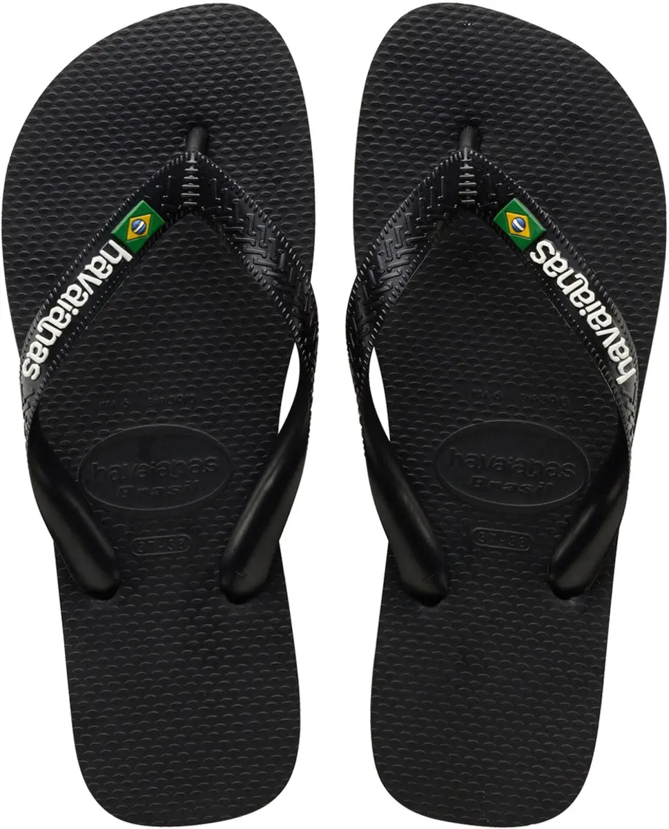 Havaianas Brasil Logo Teenslipper - Zwart