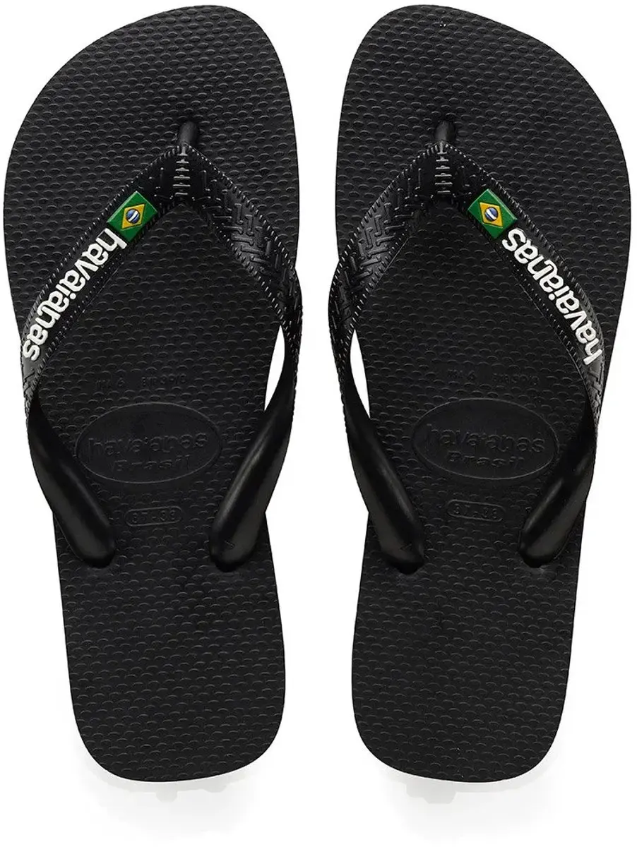 Havaianas Brasil Logo Teenslipper - Zwart