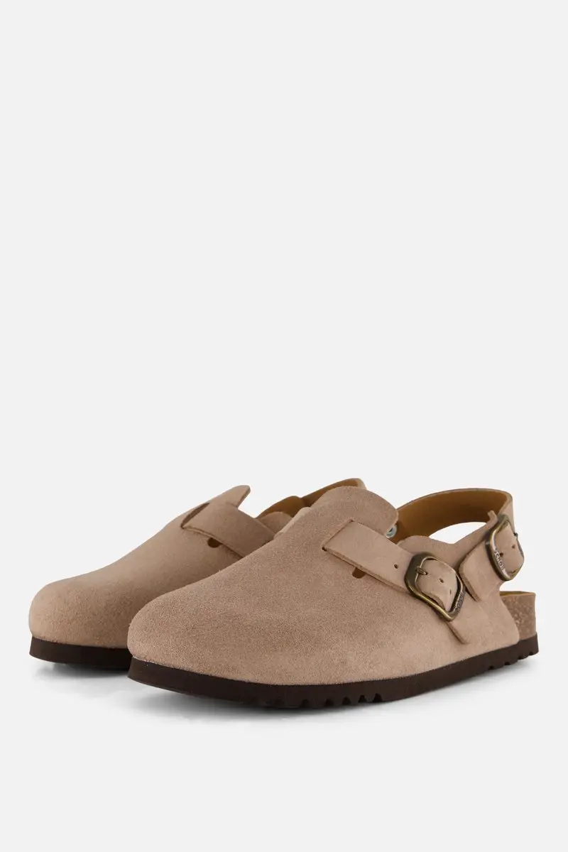 Scholl Fae Muiltjes Backstrap beige Suède