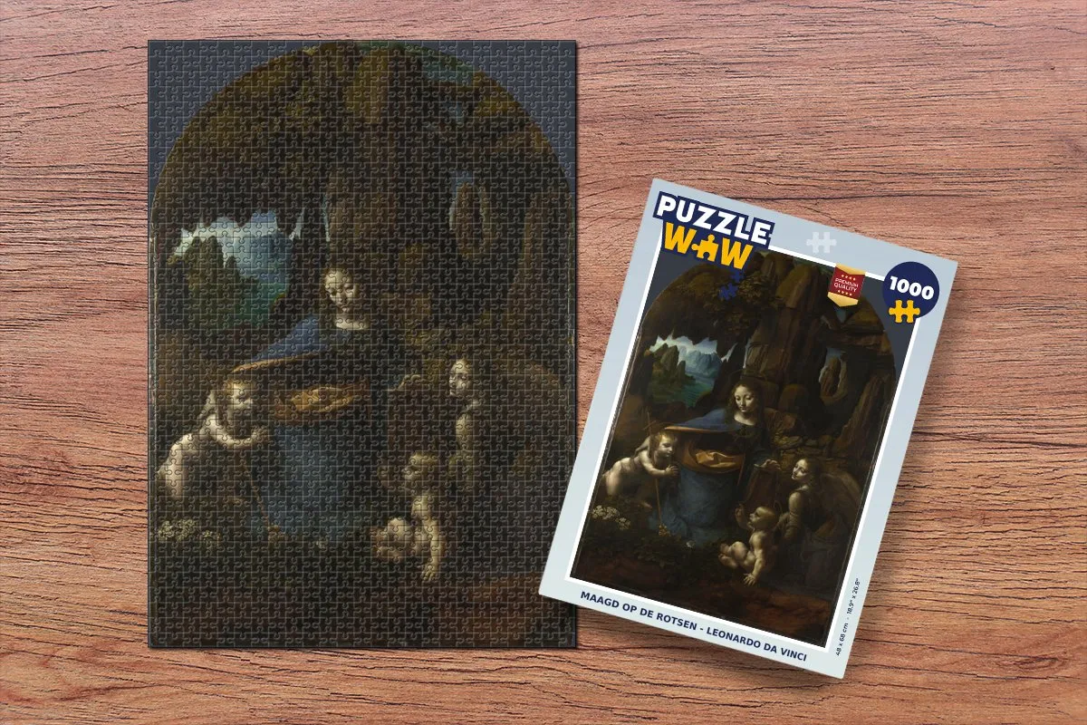 PuzzleWow Leonardo da Vinci Maagd op de rotsen Legpuzzel 1000 Stuks - Multicolor