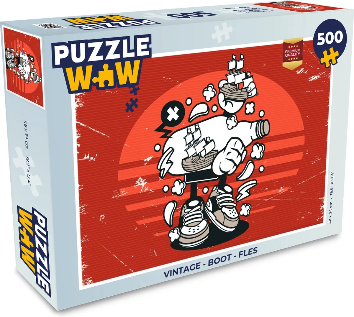 PuzzleWow Vintage Boot Legpuzzel 500 Stuks - Multicolor