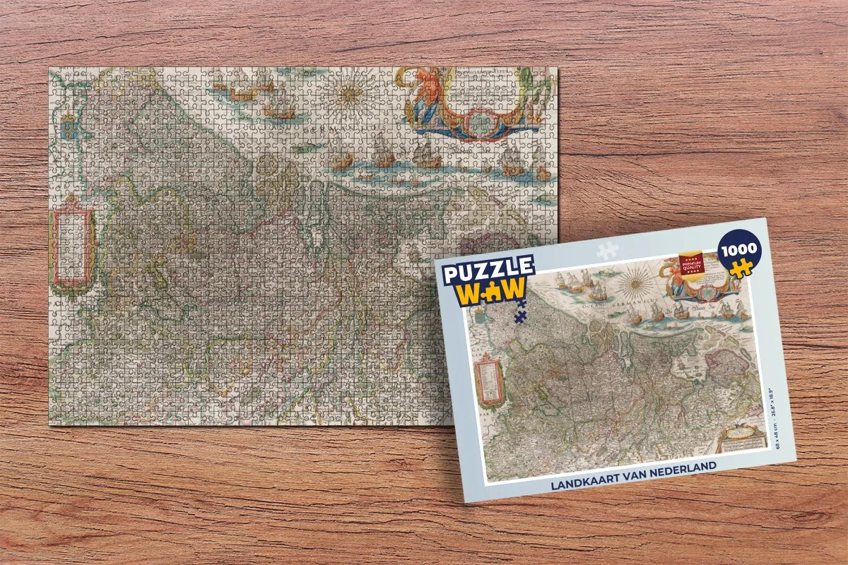 PuzzleWow Landkaart Nederland Legpuzzel 1000 Stuks - Multicolor