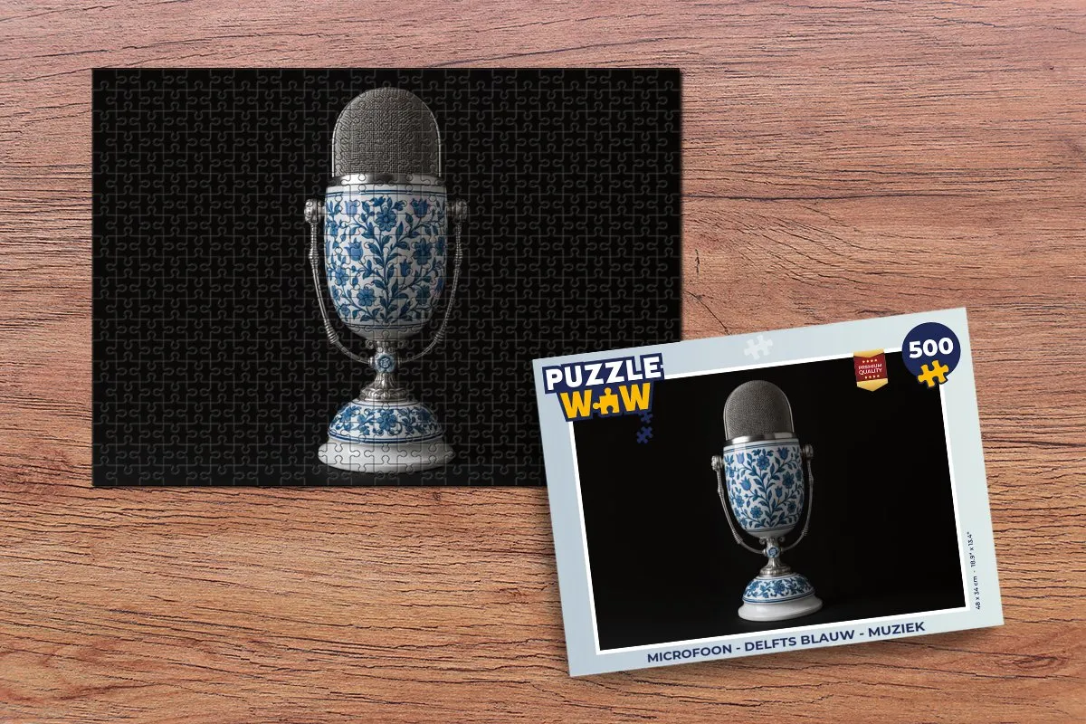 PuzzleWow Microfoon Legpuzzel 500 Stuks - Delfts blauw