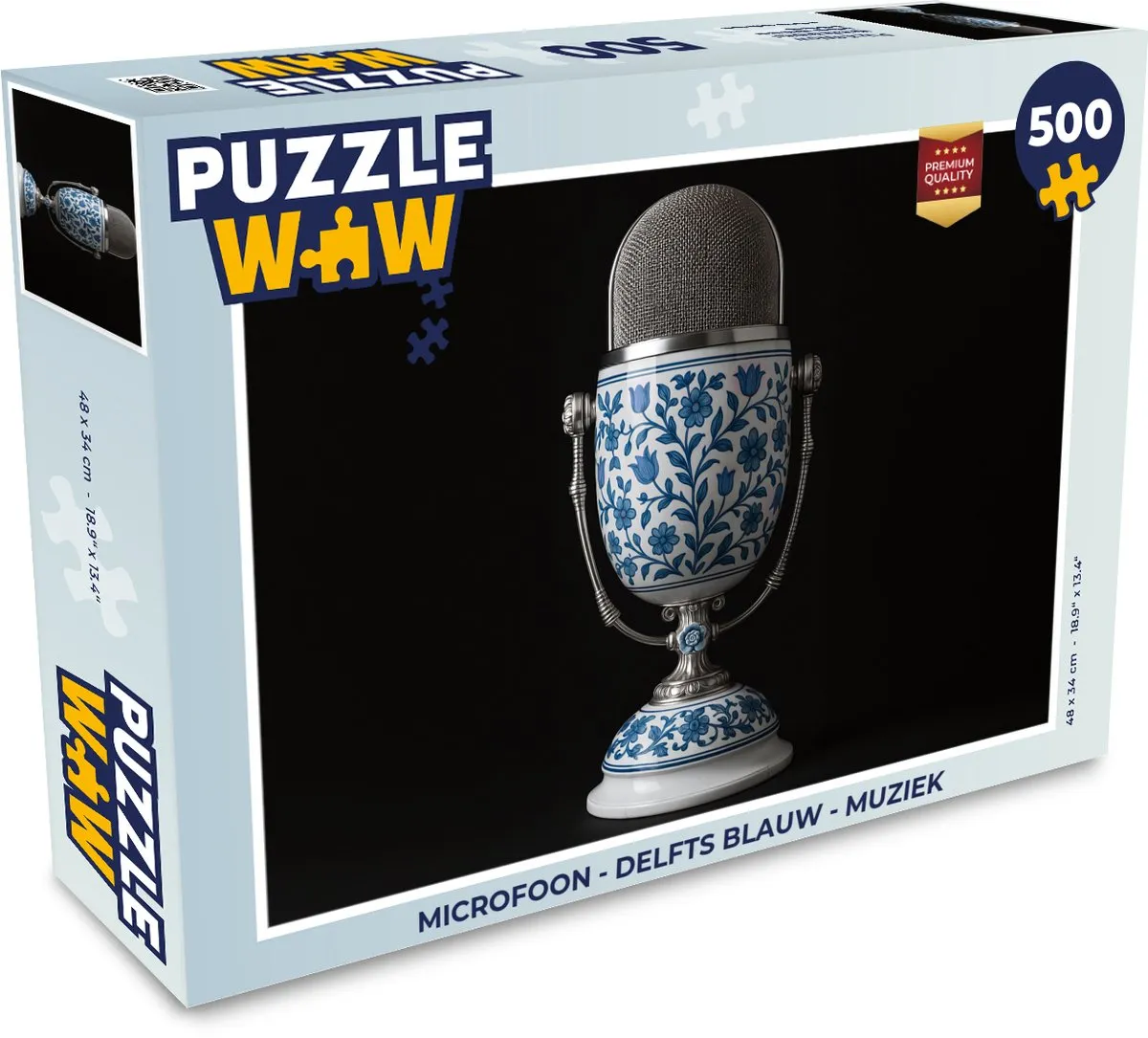 PuzzleWow Microfoon Legpuzzel 500 Stuks - Delfts blauw