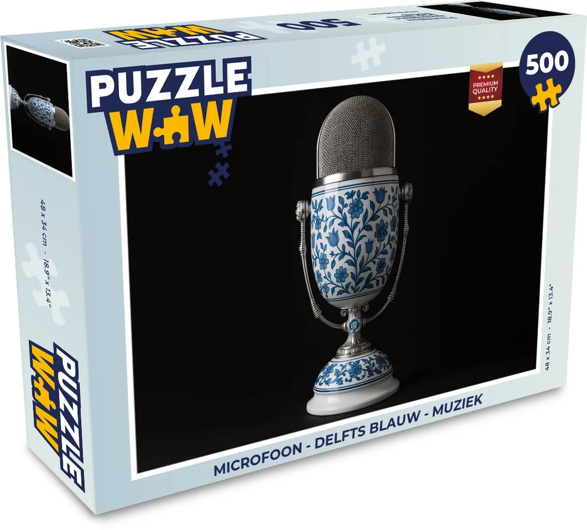 PuzzleWow Microfoon Legpuzzel 500 Stuks - Delfts blauw