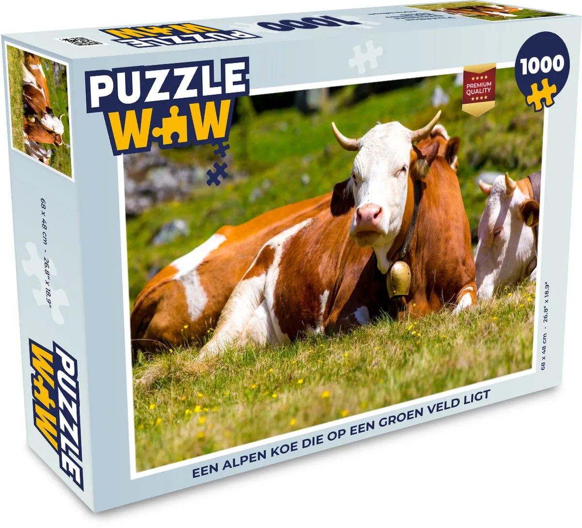 PuzzleWow Legpuzzel 1000 Stuks - Koeien Bloemen Alpen - Multicolor