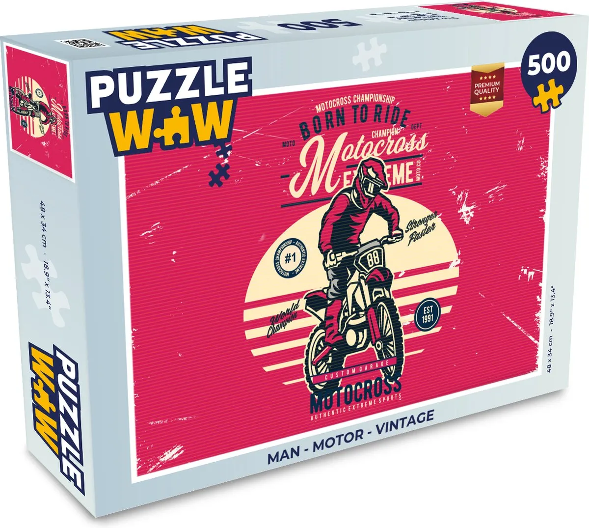 PuzzleWow Motor Vintage Legpuzzel 500 Stuks - Multicolor