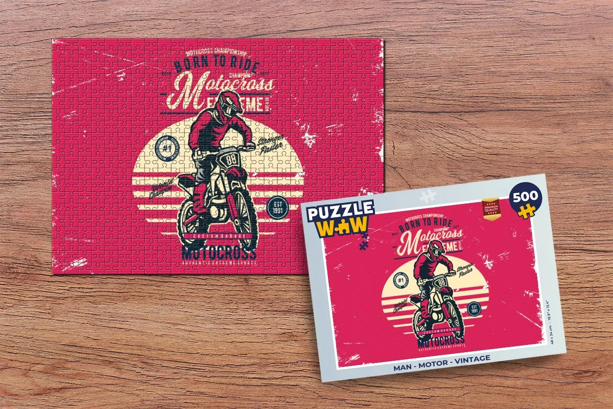 PuzzleWow Motor Vintage Legpuzzel 500 Stuks - Multicolor