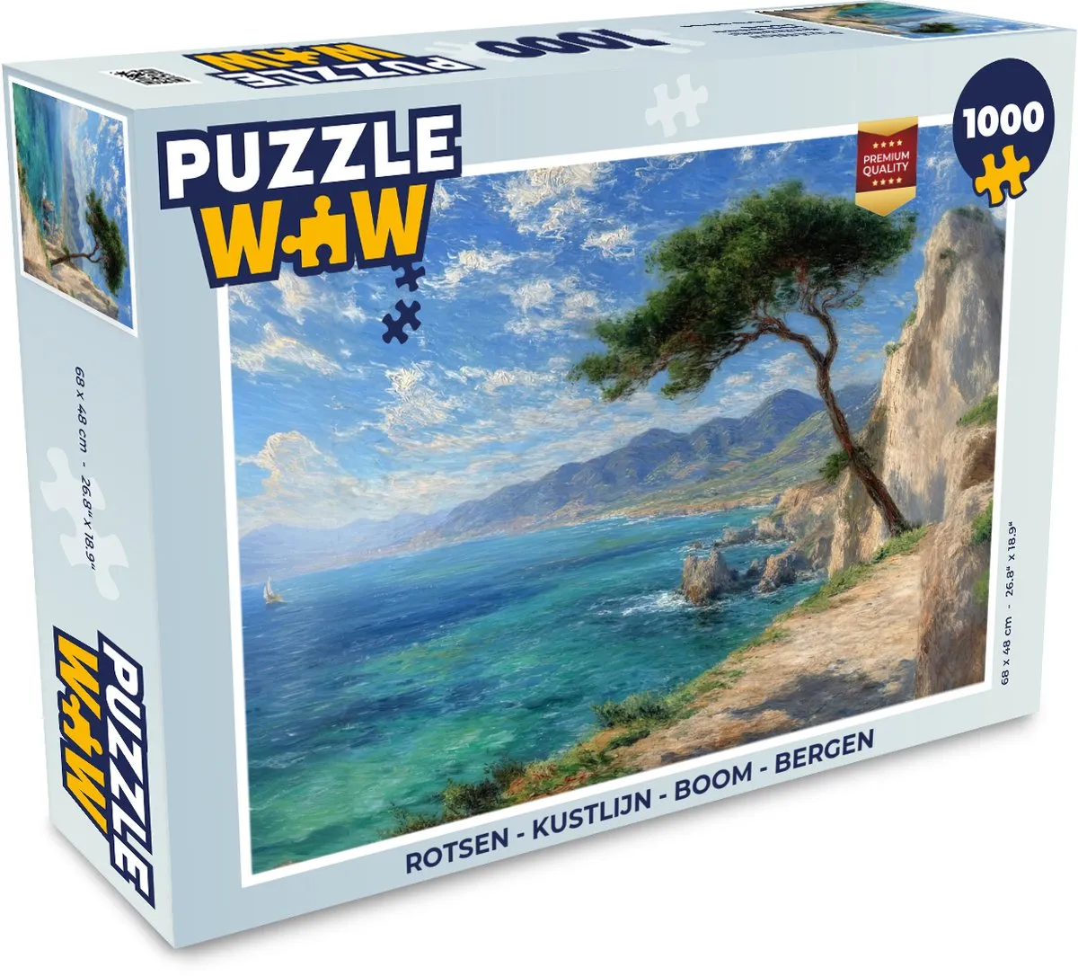 PuzzleWow Rotsen Kustlijn Boom Bergen Legpuzzel 1000 Stuks