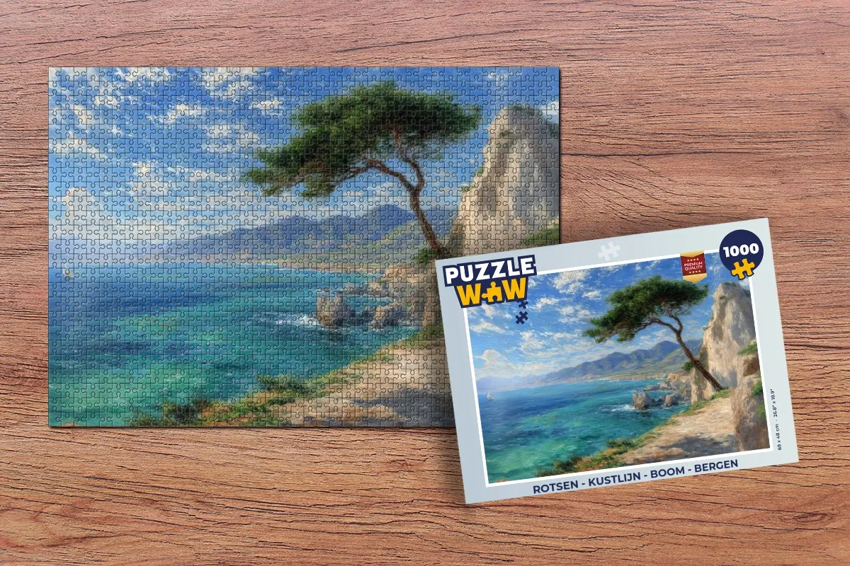 PuzzleWow Rotsen Kustlijn Boom Bergen Legpuzzel 1000 Stuks