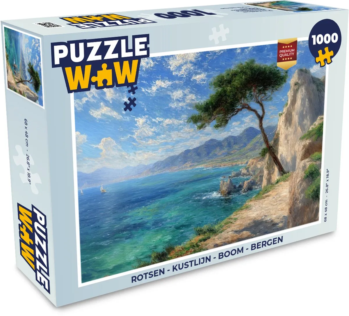 PuzzleWow Rotsen Kustlijn Boom Bergen Legpuzzel 1000 Stuks