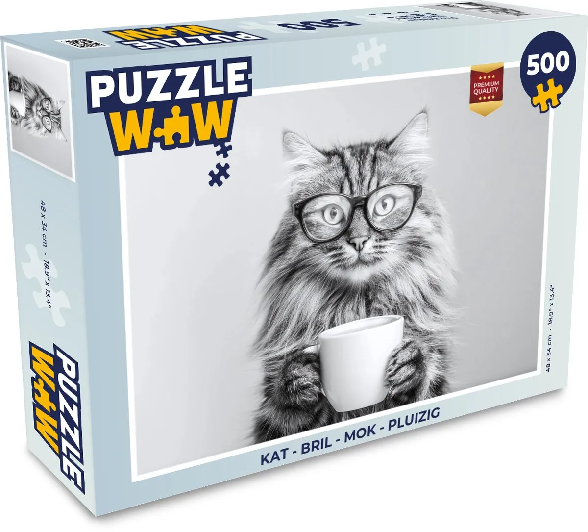 PuzzleWow Kat Mok Legpuzzel 500 Stuks - 8721414231584