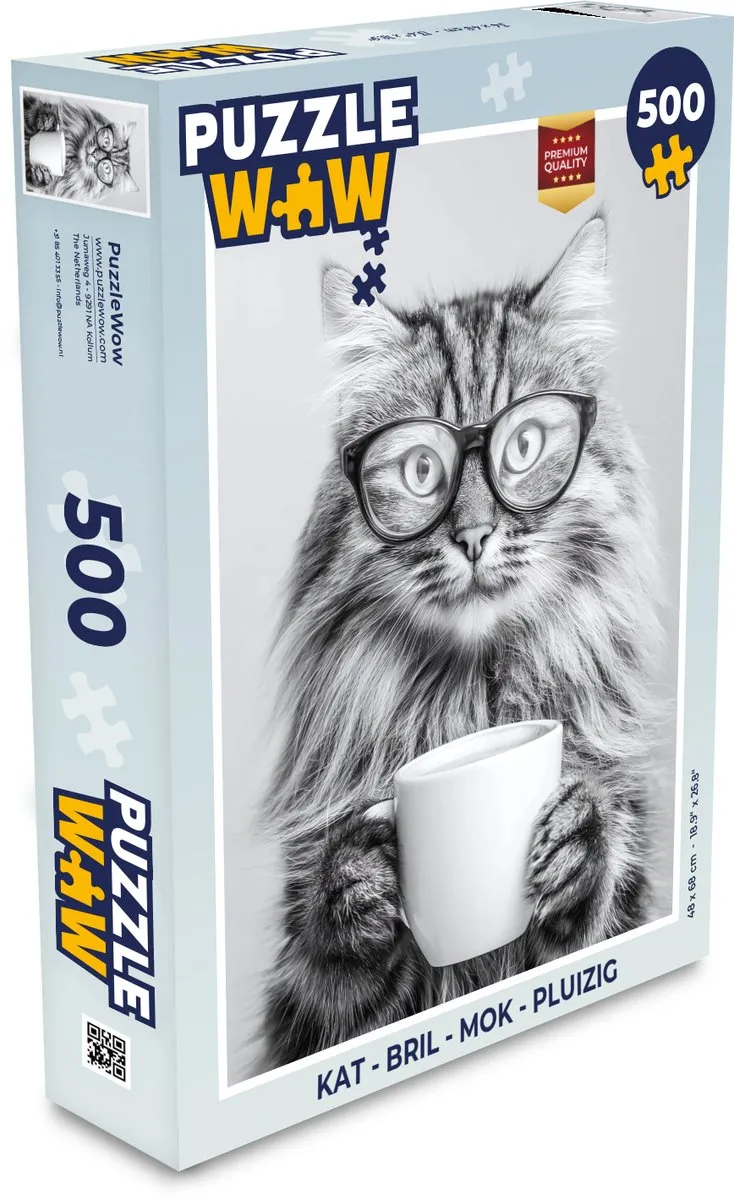 PuzzleWow Kat Mok Legpuzzel 500 Stuks - 8721414231584