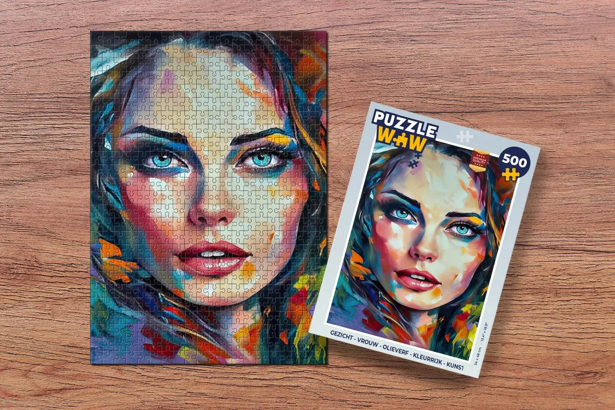 PuzzleWow Gezicht Vrouw Legpuzzel 500 Stuks - Multicolor