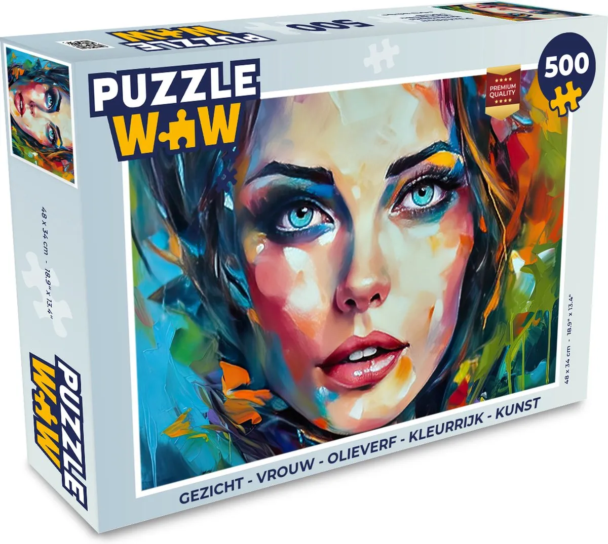 PuzzleWow Gezicht Vrouw Legpuzzel 500 Stuks - Multicolor