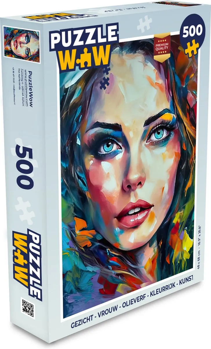 PuzzleWow Gezicht Vrouw Legpuzzel 500 Stuks - Multicolor