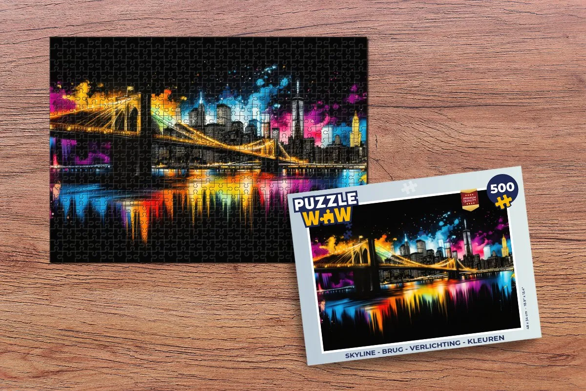 PuzzleWow Skyline Brug Verlichting Legpuzzel 500 Stuks - MPN 8721179516544
