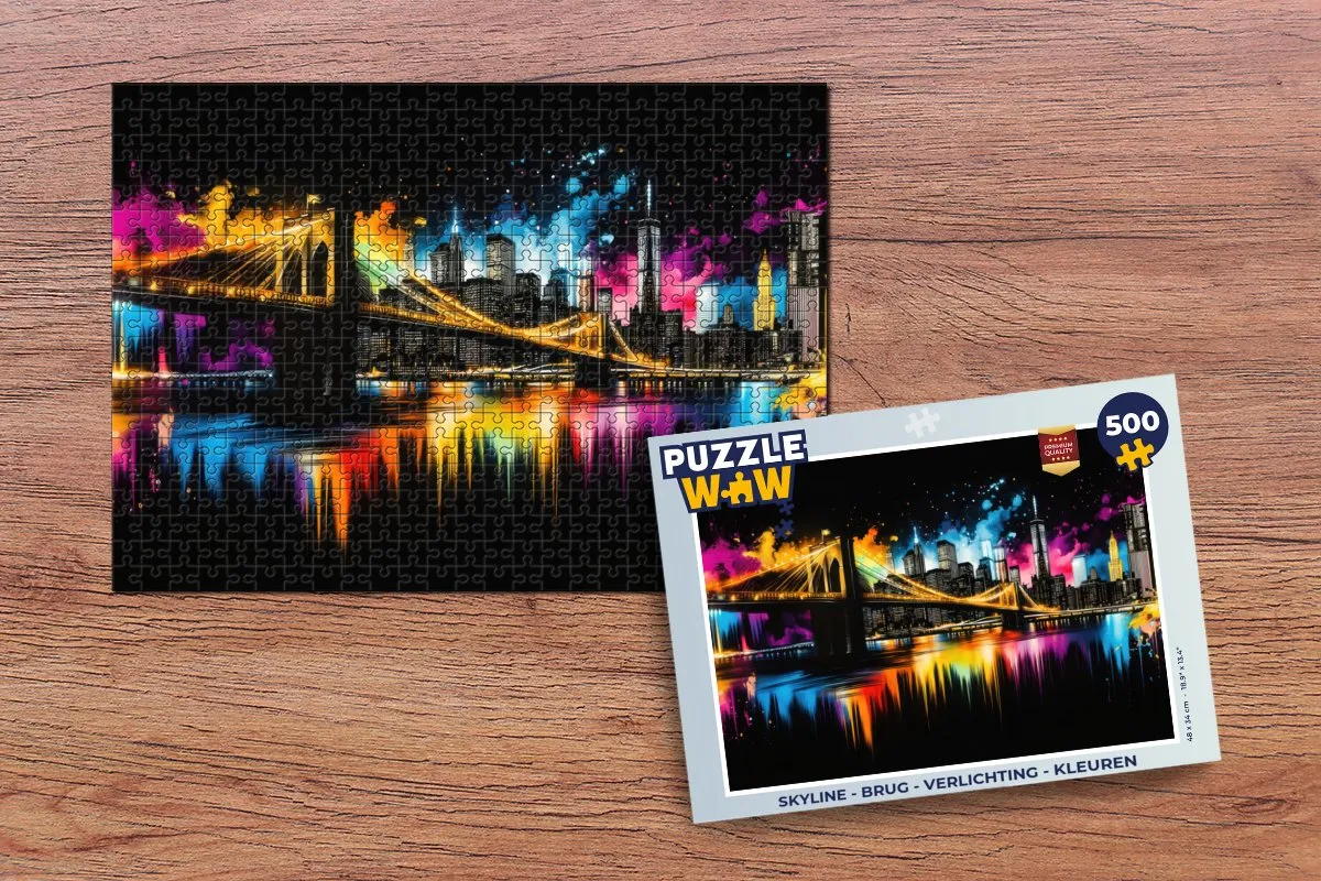 PuzzleWow Skyline Brug Verlichting Legpuzzel 500 Stuks - MPN 8721179516544