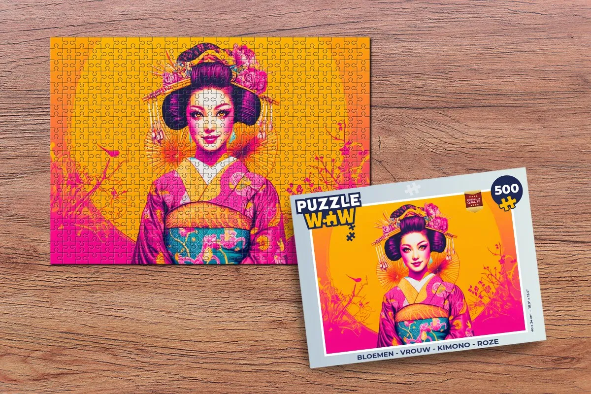 PuzzleWow Kimono Roze Legpuzzel 500 Stuks