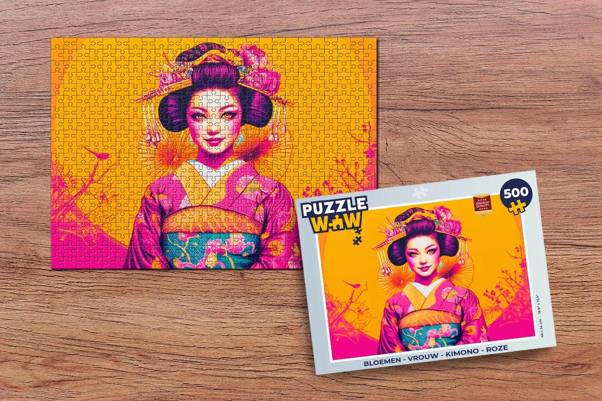 PuzzleWow Kimono Roze Legpuzzel 500 Stuks